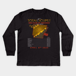 Total Solar Eclipse 2024 Tour of Arkansas Kids Long Sleeve T-Shirt